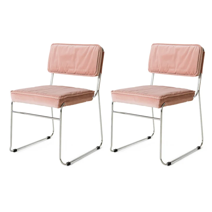 HKliving - Endless Dining chair, velvet / lychee pink (set of 2)