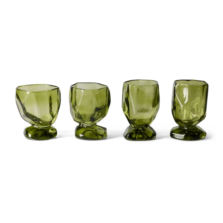 HKliving - Glasses, emerald (set of 4)