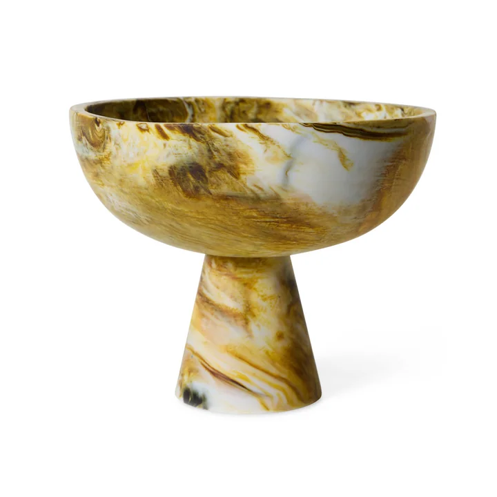 HKliving - Marbled bowl on plinth, ochre