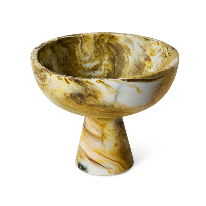 HKliving - Marbled bowl on plinth, ochre