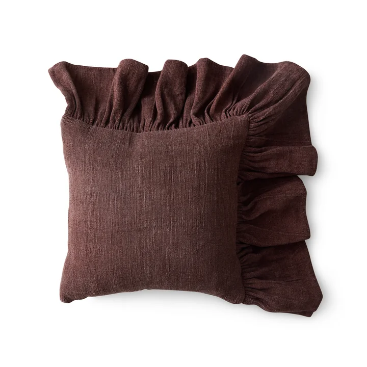 HKliving - Ruffled cushion, 50 x 50 cm, chestnut