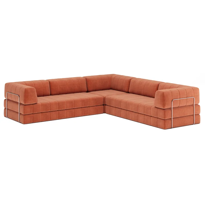 Innovation Living - Cozypad Sofa bed, & Pouf with back cushion/armrest, rust orange (fabric 412 Esina)