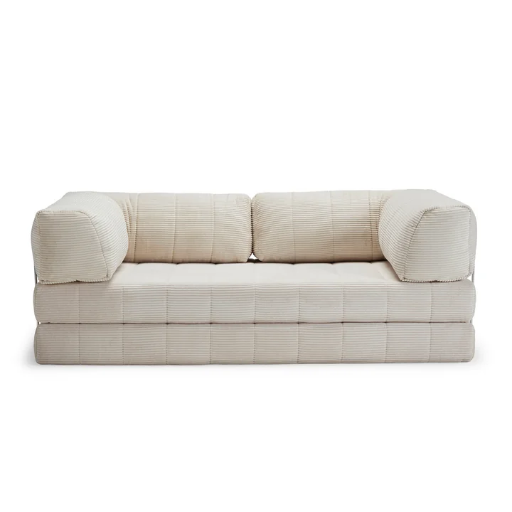 Innovation Living - Cozypad Sofa bed, 2 L-shaped back cushions, ivory (fabric 594 Corduroy)