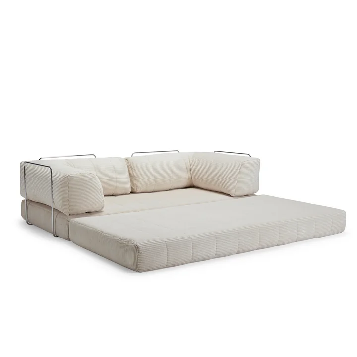 Innovation Living - Cozypad Sofa bed, 2 L-shaped back cushions, ivory (fabric 594 Corduroy)