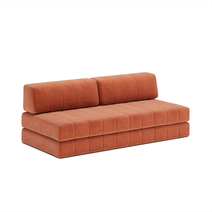 Innovation Living - Cozypad Sofa bed, 2 straight back cushions, rust orange (fabric 412 Esina)