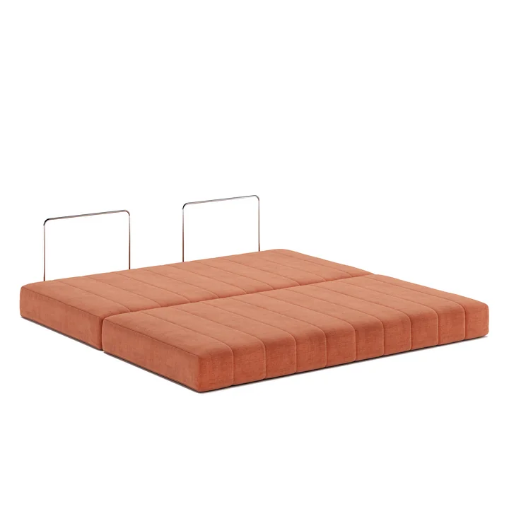 Innovation Living - Cozypad Sofa bed, 2 straight back cushions, rust orange (fabric 412 Esina)