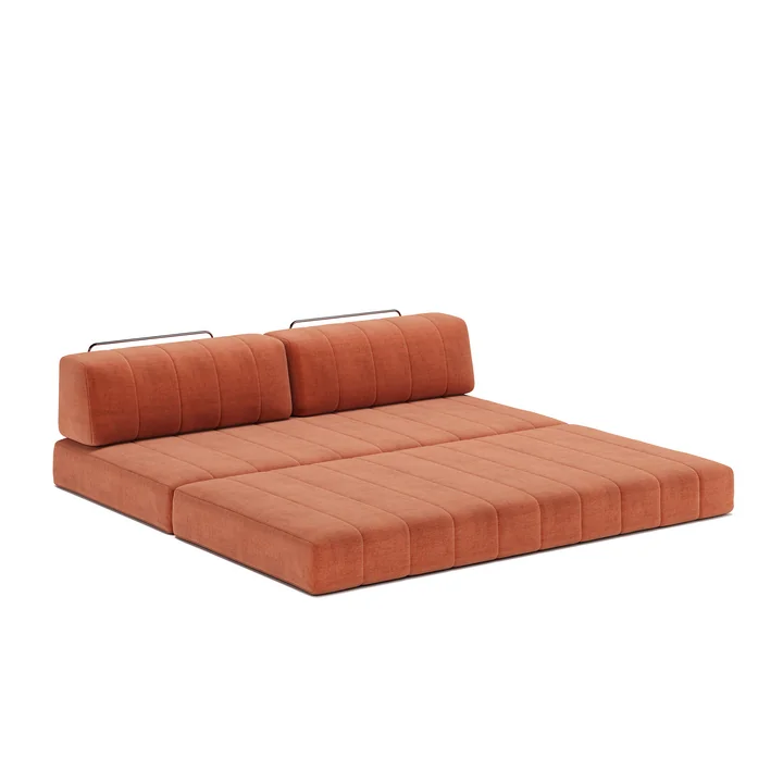 Innovation Living - Cozypad Sofa bed, 2 straight back cushions, rust orange (fabric 412 Esina)