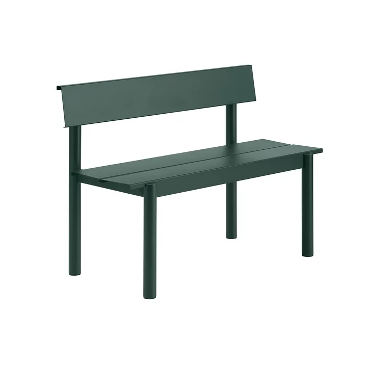 Muuto - Linear Steel Bench with backrest, 110 cm, dark green