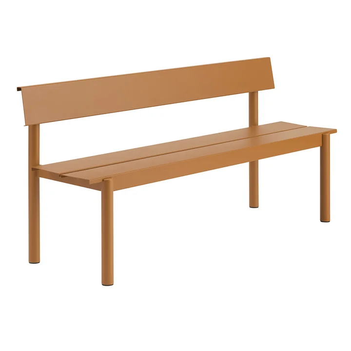 Muuto - Linear Steel Bench with backrest, 170 cm, burnt orange