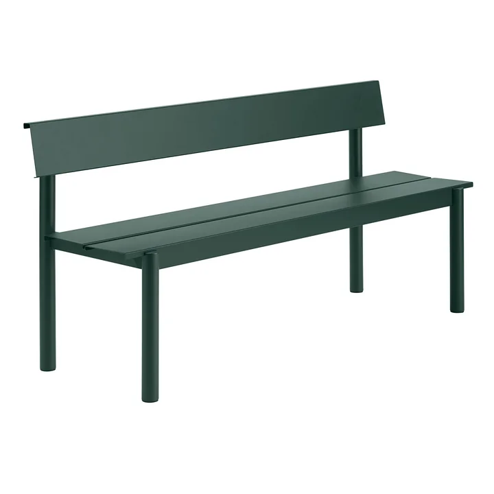 Muuto - Linear Steel Bench with backrest, 170 cm, dark green
