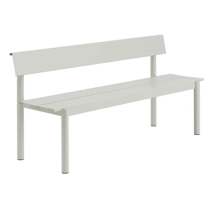 Muuto - Linear Steel Bench with backrest, 170 cm, gray