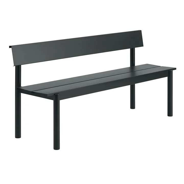 Muuto - Linear Steel Bench with backrest, 170 cm, black
