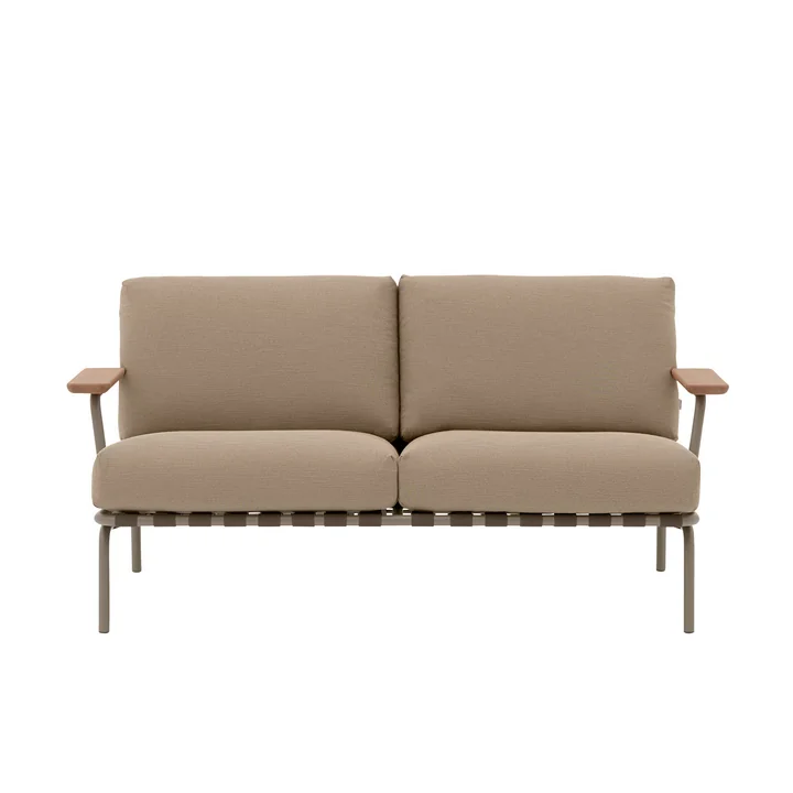 Muuto - Settle Outdoor 2-seater sofa, brown / taupe (fabric Ribbed Weave 5)