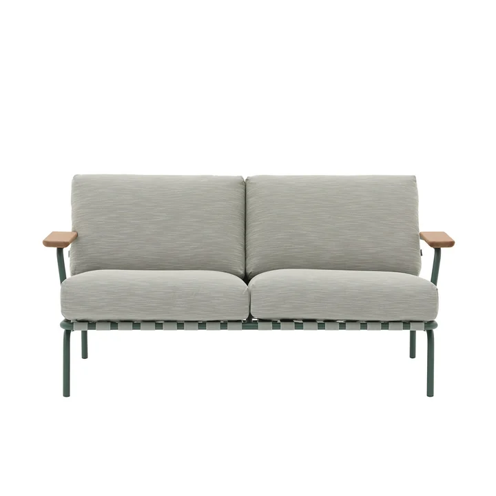 Muuto - Settle Outdoor 2-seater sofa, green / dark green (fabric Ribbed Weave 2)