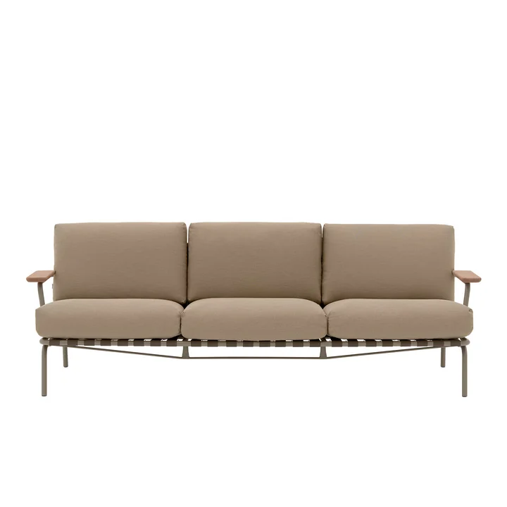 Muuto - Settle Outdoor 3-seater sofa, brown / taupe (fabric Ribbed Weave 5)