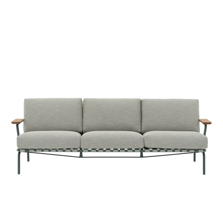 Muuto - Settle Outdoor 3-seater sofa, green / dark green (fabric Ribbed Weave 2)