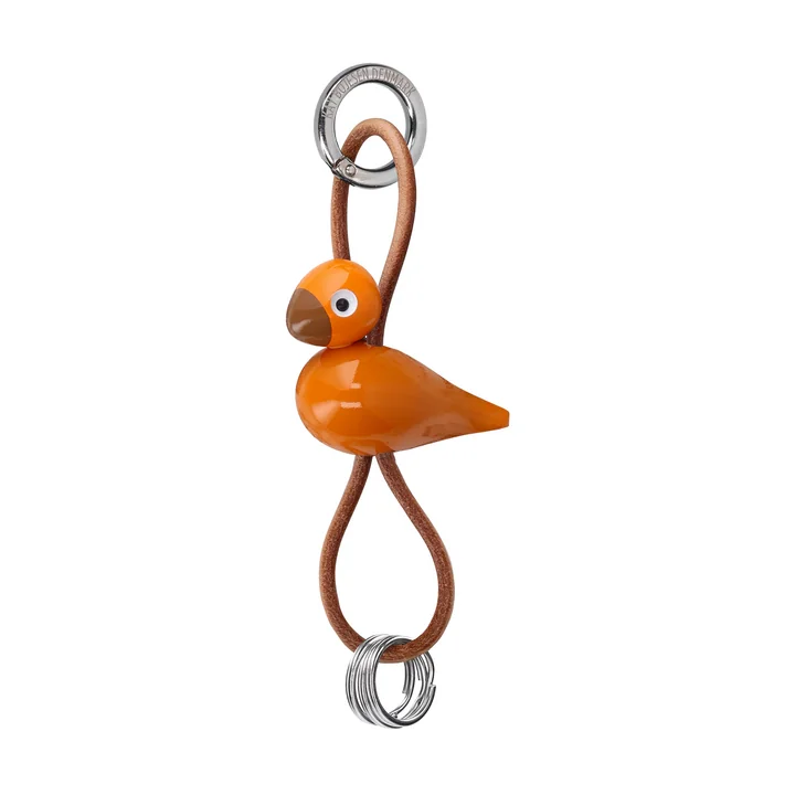 Kay Bojesen - Bird key fob, metal, natural leather orange