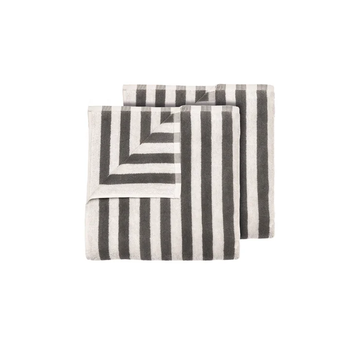 Blomus - Arto Guest towel, 50 x 30 cm, wide stripes, moonbeam / magnet (set of 2)