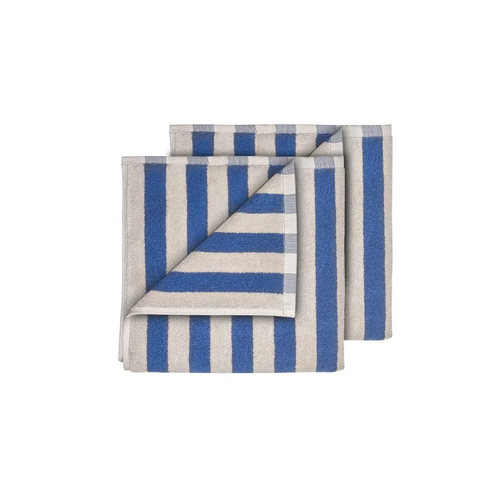 Blomus - Arto Guest towel, 50 x 30 cm, wide stripes, moonbeam / mazarine blue (set of 2)