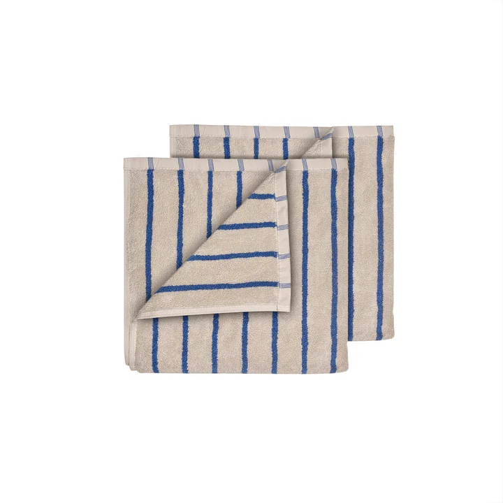 Blomus - Arto Guest towel, 50 x 30 cm, thin stripes, moonbeam / mazarine blue (set of 2)