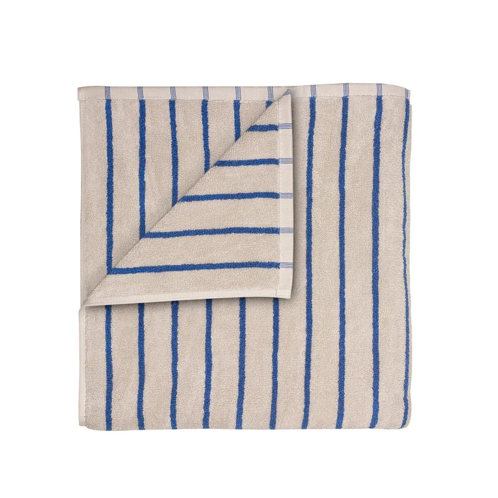 Blomus - Arto Bath towel, 140 x 70 cm, thin stripes, moonbeam / mazarine blue