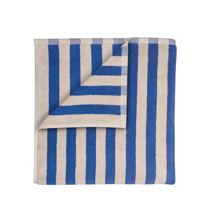 Blomus - Arto Bath towel, 140 x 70 cm, wide stripes, moonbeam / mazarine blue