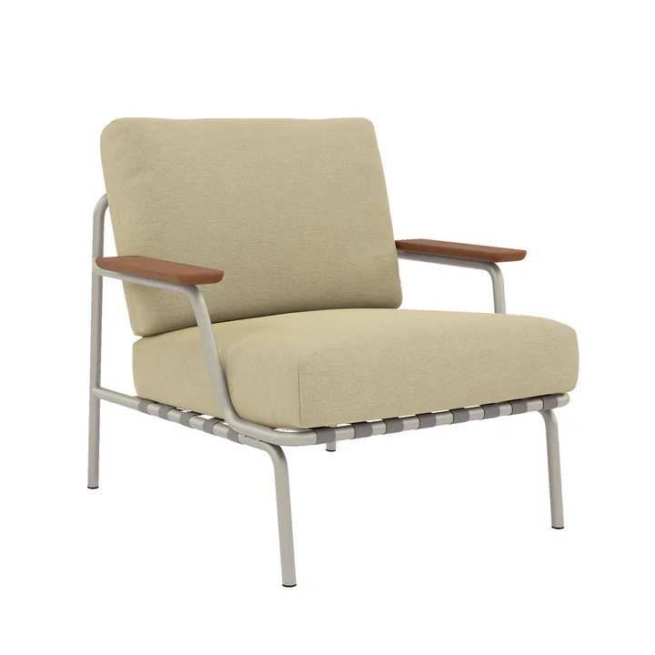 Muuto - Settle Outdoor Lounge Chair, beige / gray (fabric Delta 25)