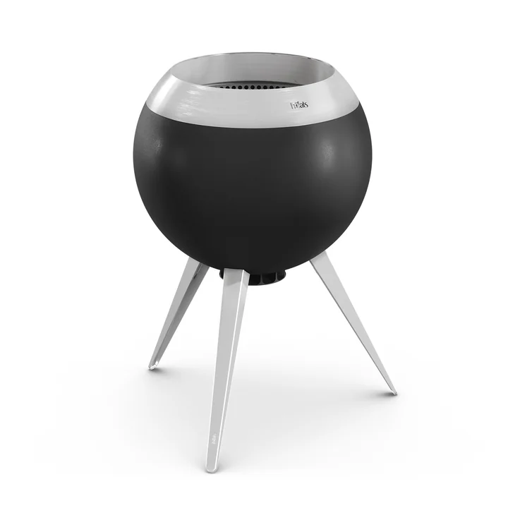 höfats - MOON 55 Fire bowl with high and low base, stainless steel / black