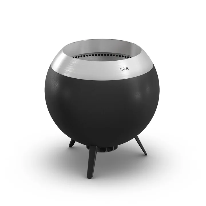 höfats - MOON 55 Fire bowl with low base, stainless steel / black