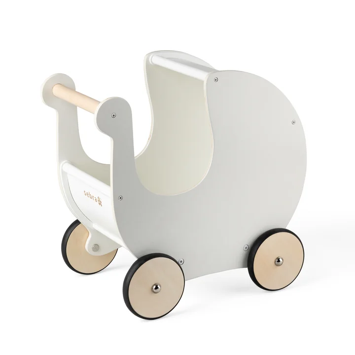 Sebra - Wooden doll strollers, classic white