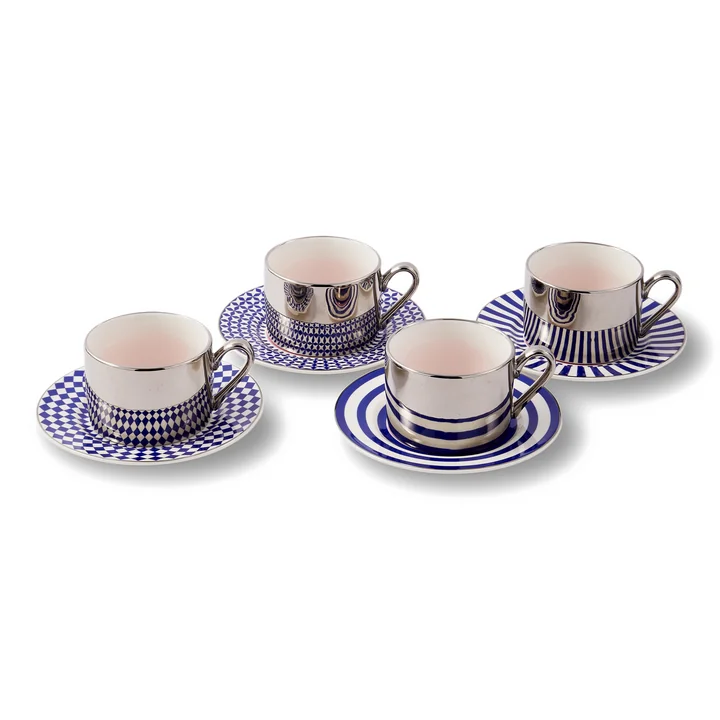 POLSPOTTEN - Aunty series (set of 4), coffee cups with saucer, multicolored