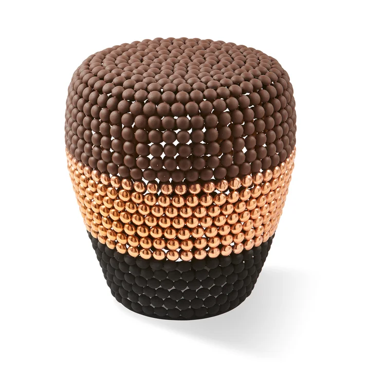POLSPOTTEN - Dot Stool, striped, dark brown