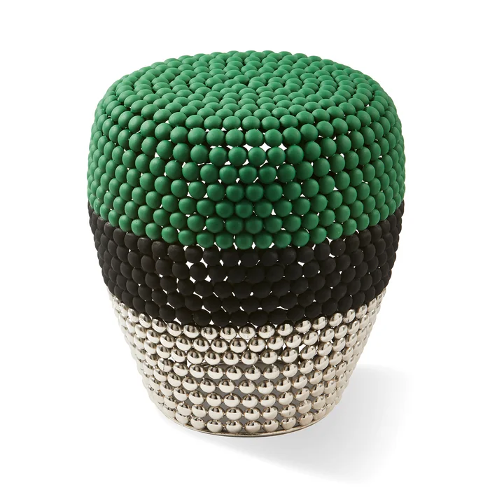 POLSPOTTEN - Dot Stool, striped, dark green