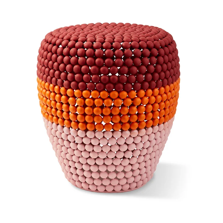 POLSPOTTEN - Dot Stool, striped, coral red