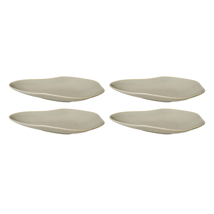 Broste Copenhagen - " Limfjord " Plates, 14.8 x 24 cm, light gray (set of 4)