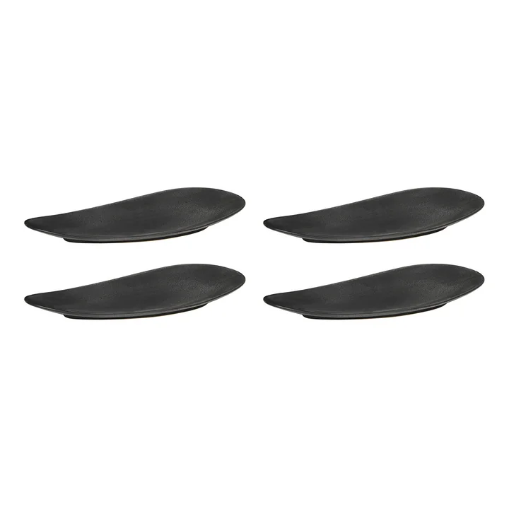 Broste Copenhagen - " Limfjord " Plates, 16 x 32 cm, dark gray (set of 4)