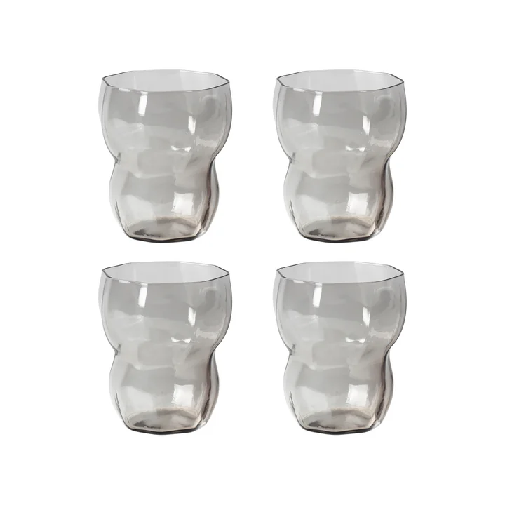 Broste Copenhagen - " Limfjord " drinking glass, 250 ml, light gray (set of 4)