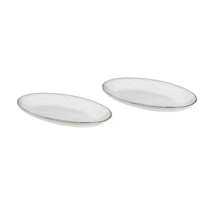 Broste Copenhagen - Nordic Sand Oval Serving Plate S, 22 x 13.6 cm (set of 2)