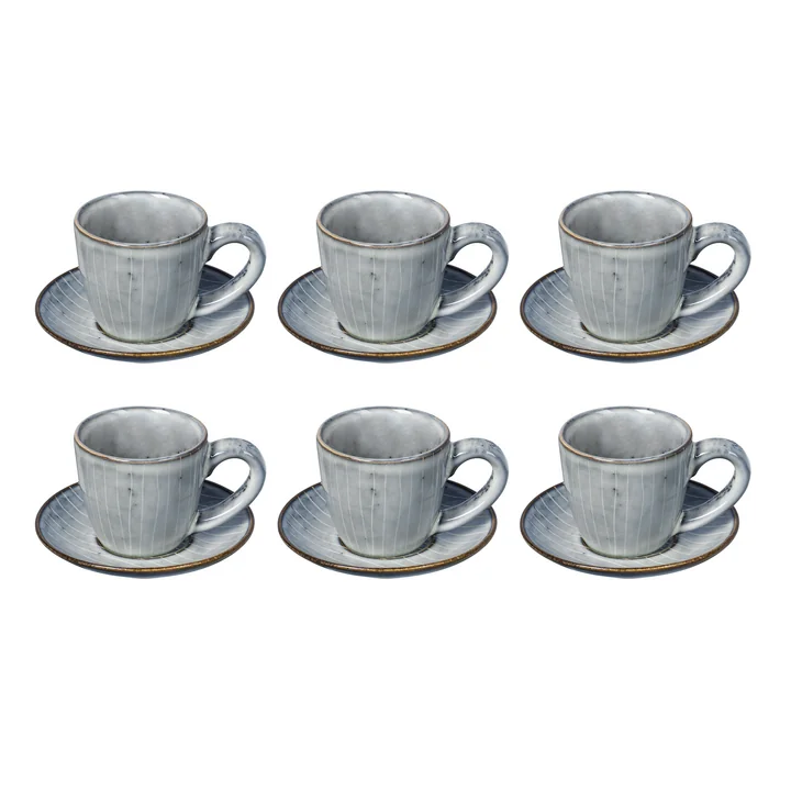 Broste Copenhagen - Nordic Sea Espresso cup with saucer, 5 cl, soft blue (set of 6)