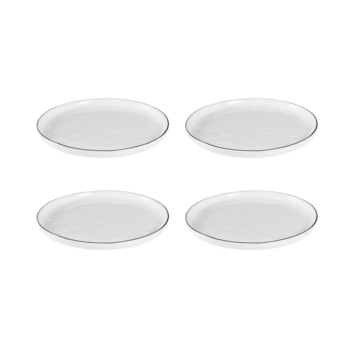 Broste Copenhagen - Salt Dessert plates, Ø 18 cm, white/black (set of 4)
