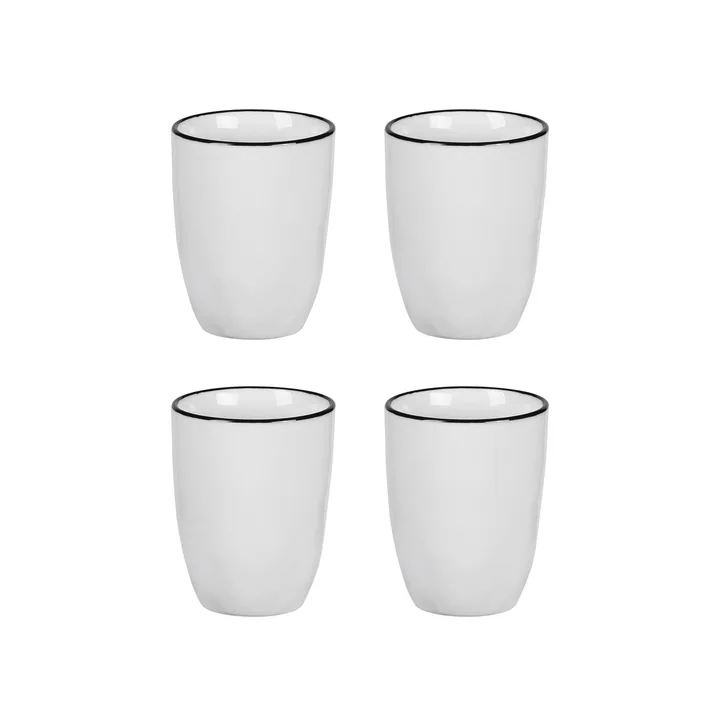 Broste Copenhagen - Salt Espresso Cup, 10 cl, white/black (set of 4)