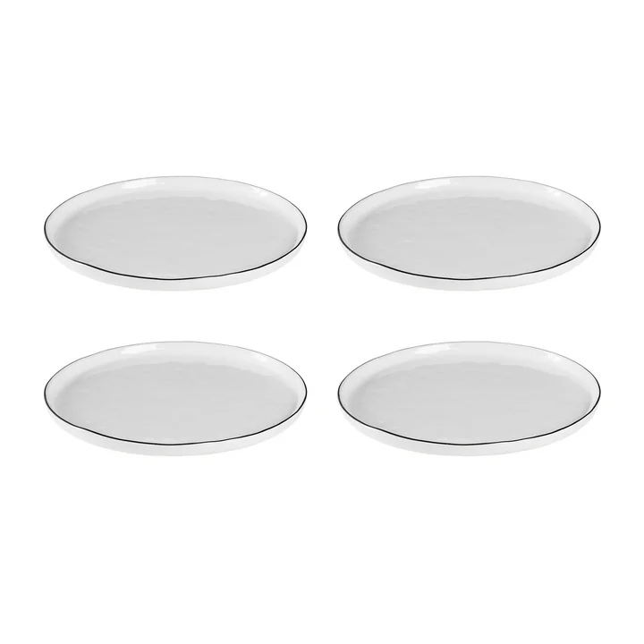 Broste Copenhagen - Salt Breakfast Plate, Ø 22 cm, white/black (set of 4)