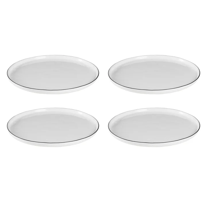 Broste Copenhagen - Salt Dinner Plate, Ø 28 cm, white/black (set of 4)