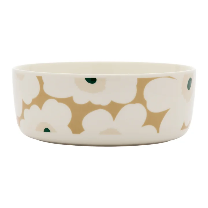 Marimekko - Oiva Unikko 1500 ml bowl, white / beige / light sand / dark green