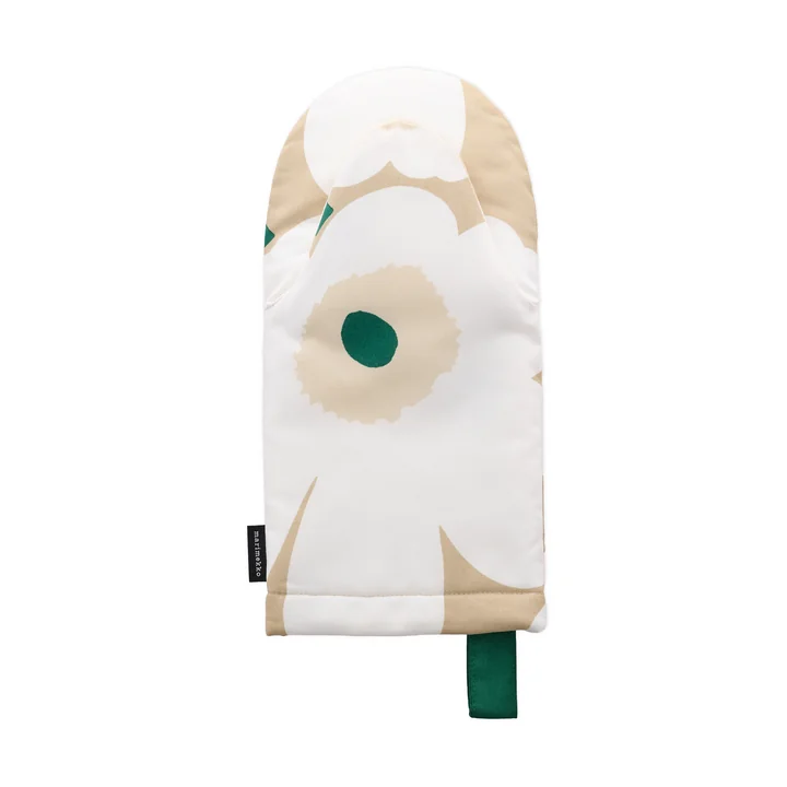 Marimekko - Pieni Unikko Oven mitt, sand / white / hay / emerald