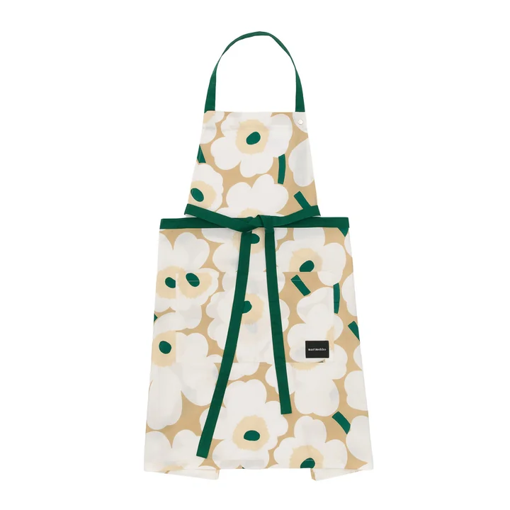Marimekko - Pieni Unikko Apron, sand / white / hay / emerald