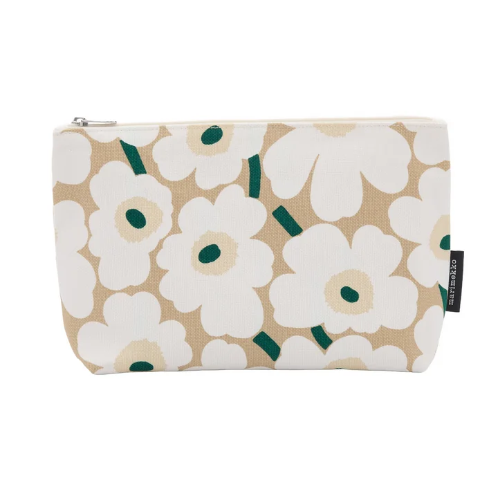 Marimekko - Relle " Mini Unikko " Cosmetic Bag, 20 x 31 cm, sand / off-white / hay / emerald
