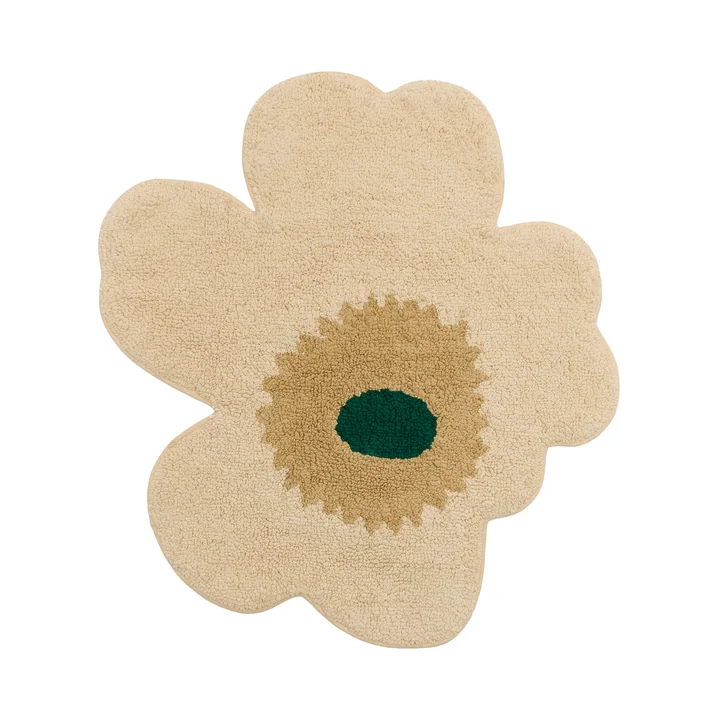 Marimekko - Unikko Bath Mat, 73 x 74 cm, hay / sand / emerald