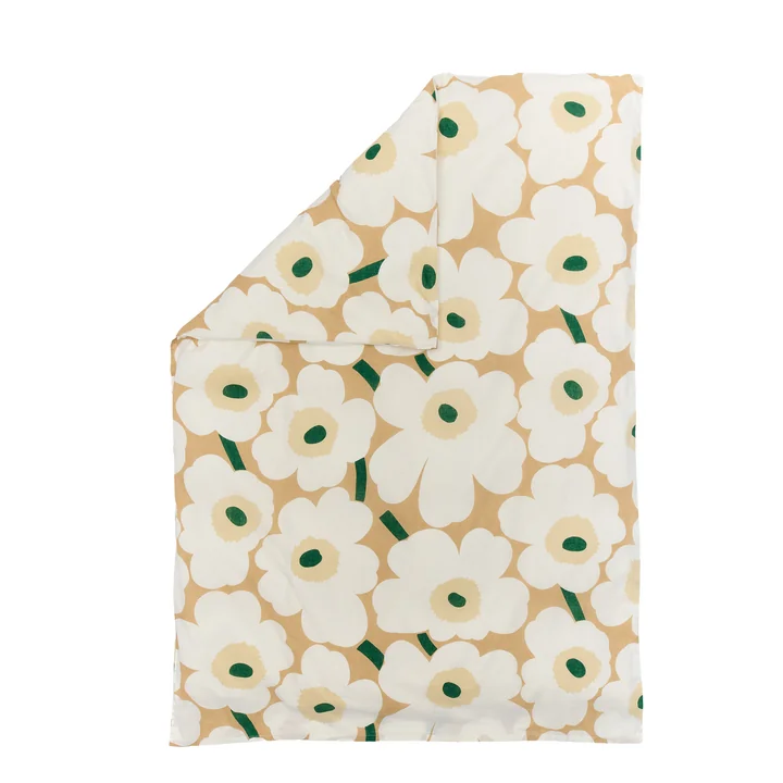 Marimekko - Unikko Duvet cover, 150 x 210 cm, sand / off-white / hay / emerald