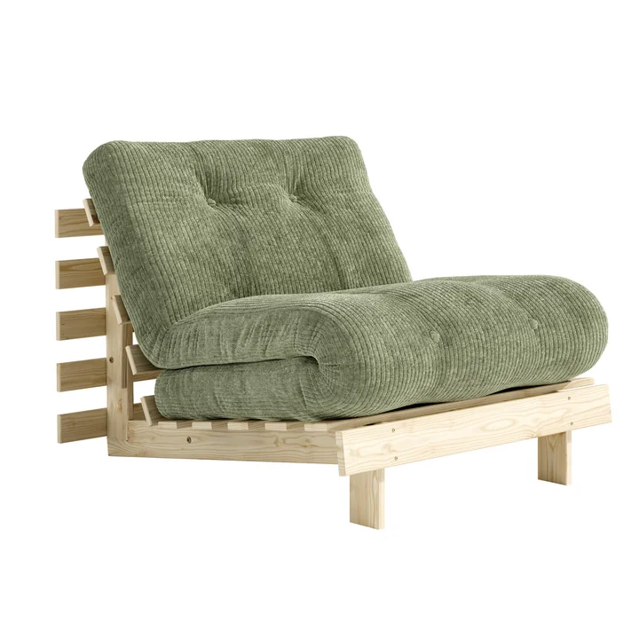 Karup - Roots Sleeping chair 90 cm, natural pine / khaki green (553)
